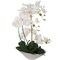19" White Phalaenopsis Orchid - Faux Arrangement, White Ceramic Boat Vase, Elegant Decor for Home, Office & Events - Perfect Year-Round Accent, Floral Home by Artificial Flowers